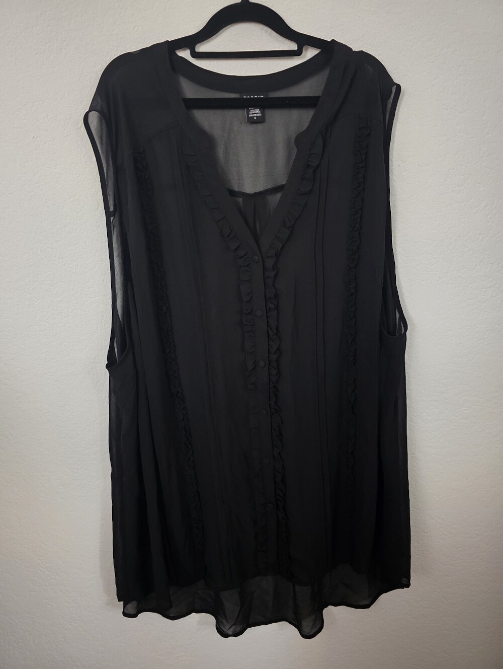 EUC torrid Black Sheer Ruffle-Trim Tank Top